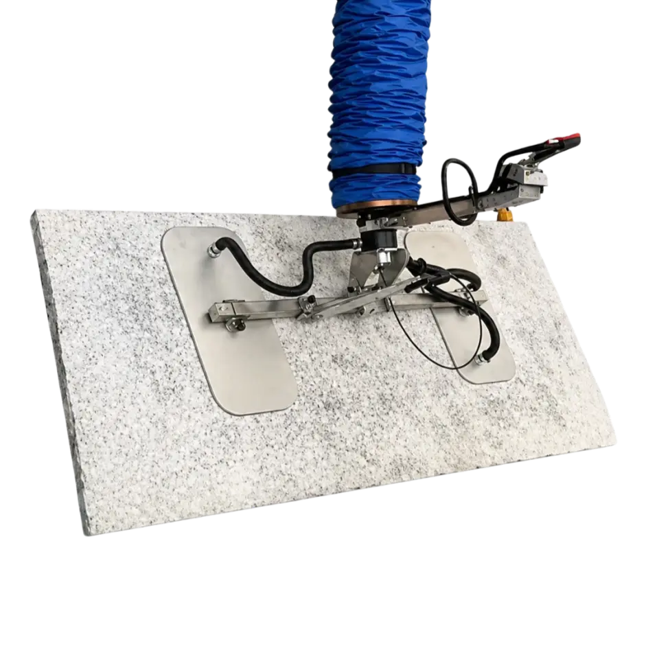 Stone slab vacuum handling system for sintered stone marble slab and countertop lifting